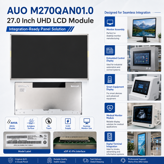 AUO 3840*2160 M270QAN01.0 Original 27 Inch LCD Display Modules Ips Panel Capacitive Touch Screen Thin Oled Display