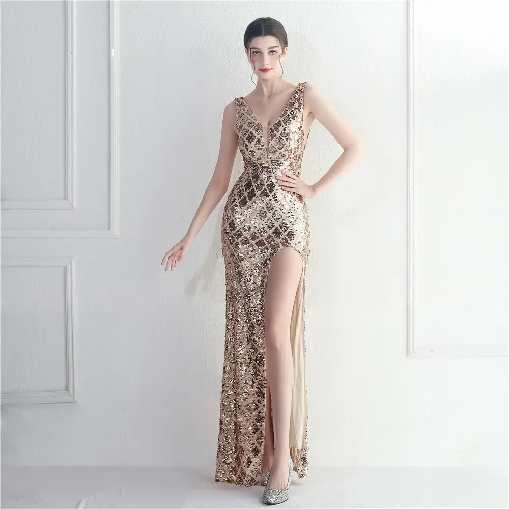 19757# Sexy and Colorful Sequins Prom Dress Long Evening Gown for Foreign Trade