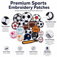 Patchs brodés thermocollants et à coudre pour ballons de sport (football, basketball, baseball), casques, gants et battes