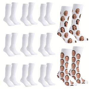 Blank White Crew Sport Men's High Quality Wholesale Custom <b>Polyester</b> <b>Socks</b> for Sublimation - Product Image 1