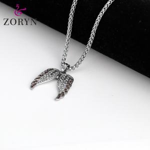 Colgante de Alas de Ángel de Acero Inoxidable, Cristal Rosa, Estilo Bohemio Gótico Místico, Joyería de Moda de Acero de Titanio para Hombres y Mujeres - Product Image 5