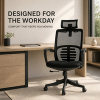 Chaise de bureau ergonomique en maille à dossier haut avec appui-tête, support lombaire, hauteur réglable et rotation à 360° pour bureau d'ordinateur - Vente en gros