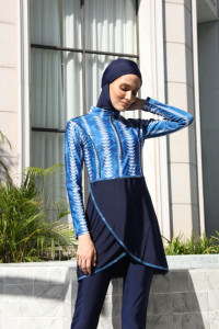 工厂低价中庸长袖伊斯兰服装泳衣3pc传统穆斯林服装布基尼泳装 - Product Image 3