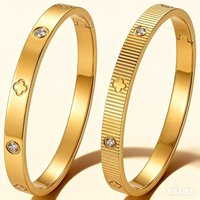 Bracelet Van Clover Bangle Cleef, aspect diamant, acier inoxydable, étanche, sans ternissement, bijoux d'été pour femmes