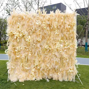 Wholesale Party Wedding Supplies Collection Items Fake White Yellow Ostrich Feathers Backdrop Stand for Decoration