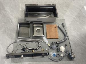 공장 가격 주방 야채 세척 싱크대 폭포 일체형 풀 아웃 수도꼭지 스테인레스 수제 주방 탑 마운트 싱크 - Product Image 6