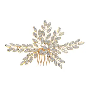 Factory wholesale hot selling handmade rhinestone bridal hair comb Wedding headwear