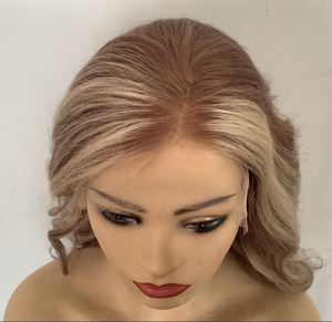 Peluca de <span class=keywords><strong>Cabello</strong></span> Ruso Ondulado <span class=keywords><strong>Balayage</strong></span> Marrón Miel <span class=keywords><strong>Castaño</strong></span> de 20 Pulgadas, 150% de Densidad, con Encaje Transparente 360LaceFrontal, la Más Vendida de Fábrica - Product Image 1