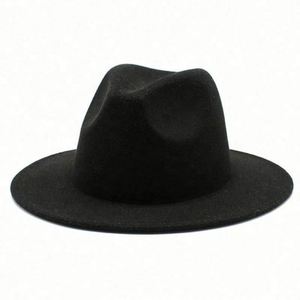 Wholesale Eco-Friendly Promotional Formal Casual Flat Wide Brim Fedora <b>Hat</b> <b>for</b> Unisex Adults Burgundy Solid Color - Product Image 5