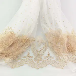 100%polyester white base gold glitter bridal fabric for bridal skirt