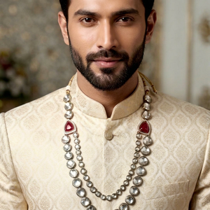 Designer Kundan Polki Groom Mala <b>Necklace</b> for Men Traditional Wedding Sherwani <b>Necklace</b> Ethnic Baraat Jewelry <b>Statement</b> Mala - Product Image 1