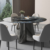 Natürlicher Marmor Luxus Moderner runder Esstisch 8-Sitzer Restaurant Verwenden Sie High-End Blue Jade Micro lite Super Crystal Stone