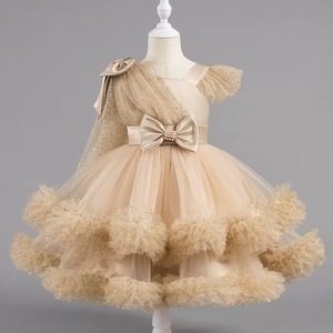 Robe de demoiselle d'honneur élégante et formelle, style princesse, coupe trapèze, unie, avec nœud, manches à volants carrés, longue traîne, 7 ans, pour anniversaire, <span class=keywords><strong>mariage</strong></span>, mignonne - Product Image 3