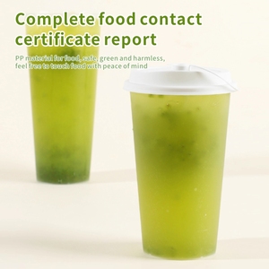 Custom Logo Printed Single Wall Disposable Clear PP <b>Plastic</b> Cups Lids 90mm Caliber Milk <b>Tea</b> Coffee Juice 500ml 700ml Wholesale - Product Image 4