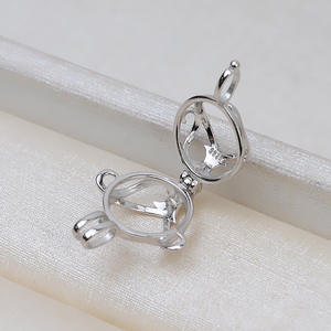 จี้รูปหัวใจเงินแท้ S925 สำหรับผู้หญิง ประดับมุกไม่เจาะรู 9-10 มม. อุปกรณ์ทำเครื่องประดับ DIY ถาดสีทอง วัสดุหลัก 2787 - Product Image 2