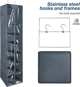 8-Tier Clear PVC Foldable Closet Organizer Portable <b>Wardrobes</b> With Zipper for Sweater Shoe Storage Hanging Cover Clothing Items - Product Image 5