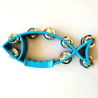 Wholesale Orff Percussion Instrument Colorful Plastic Fish-Shaped Double Row Hand Shaking Bell Musical Instrument Tambourine