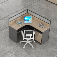 Postazione di Lavoro per Ufficio di Alta Qualità, Convertibile, in MDF E1, Moderna, per 4 Persone, con Telaio in Alluminio, a Forma di L, Tavolo per Computer, Cubicoli per Call Center