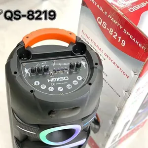 KIMISO KMS QS-A284 8英寸 * 2扬声器户外便携式手推车音响扬声器DJ扬声器系统低音炮音箱带发光二极管灯