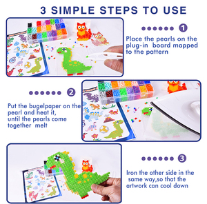 2025 mainan kerajinan dinosaurus kualitas tinggi baru 2500 buah 5mm 24 warna DIY Kit edukasi JLT bahan PE mencair panas - Product Image 6