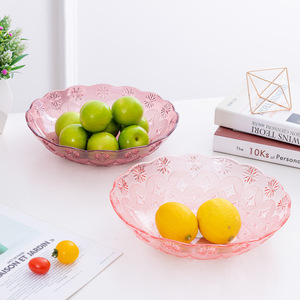 <b>Plastic</b> Fruit <b>Bowl</b> Set Pink Patterned Lightweight Home Use <b>Serving</b> Dish for Fruit Snacks Minimalist Design - Product Image 3