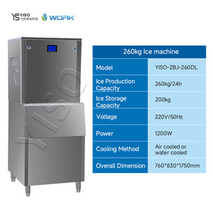 Machine à glaçons YISO extra-large de 200 kg avec bac de stockage, production de 260 kg/24h, machine à glaçons commerciale pour grande échancrure de fruits de mer - Product Image 2