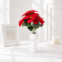 Fleurs artificielles de poinsettia en soie pour le Nouvel An, décorations de maison, paniers floraux pour l'inauguration, fleurs ornementales artificielles pour la mise en scène, Chine