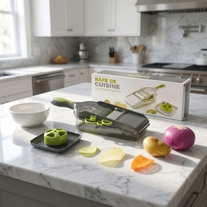<span class=keywords><strong>Mandoline</strong></span> manuelle multifonction en plastique, coupe-légumes, coupe-pommes de terre, râpe, lames en acier inoxydable, légère, Smile Mom - Product Image 4
