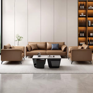 वाणिज्यिक भोजन क्षेत्रों के लिए 10-सीटर डाइनिंग सोफा और कॉफी टेबल के साथ समकालीन पु चमड़े का रेस्तरां सेट - Product Image 4