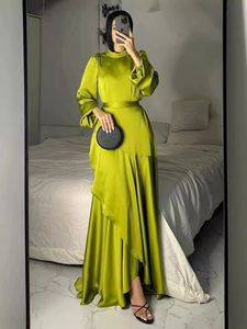 Robe longue <span class=keywords><strong>en</strong></span> satin élégante à taille naturelle, à volants, respirante, silhouette <span class=keywords><strong>trompette</strong></span>/sirène, pour fête de l'Aïd, abaya - Product Image 5