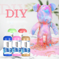 Osbang Verser Peinture Fluide Art Set 23 Cm Ours avec 3 Couleurs Kit Résine Nouvelle Arrivée Produit Acrylique Toile 1set 60ml Peinture CN;GUA