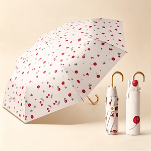 Nouveau parapluie pliant ultra-léger pour femme, à crochet courbé manuel, triple protection UV, double usage soleil/pluie, style princesse en dentelle - Product Image 1