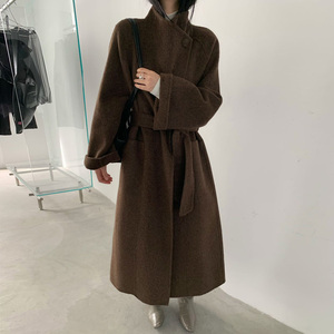 Nuovo Cappotto Lungo <span class=keywords><strong>in</strong></span> <span class=keywords><strong>Lana</strong></span> a Doppia Faccia per Donna, Design Casual con Cintura, Soprabito Autunno-Inverno Caldo per Ufficio - Product Image 3