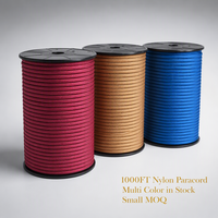Corde en paracorde de 4 mm, 1000 pieds, petit MOQ, en stock, couleurs variées, corde en nylon tressé pour camping en plein air, randonnée, corde de maintien, laisse pour chien