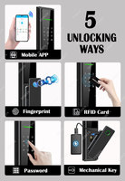 Serrure Intelligente TTlock Ble App Empreinte Digitale et Mot de Passe, Déverrouillage Téléphone, Serrure de Porte Numérique Étanche avec Carte Clé NFC