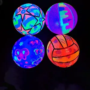 Wholesale Rainbow PVC Toy Ball Outdoor Glowing in the Dark Light Up Inflatable Led Luminous Sports Beach Balls