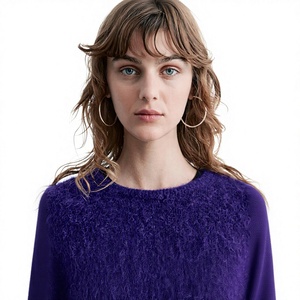 Pull en mohair pour femme, sweat-shirt personnalisé avec logo, col rond doux et moelleux, chaud, décontracté, streetwear, vêtements de luxe, vente en gros - Product Image 5