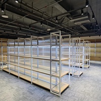 Système d'étagères modulaires en acier, réglables, multi-niveaux, avec éclairage LED, écologiques, imperméables, robustes, pour présentoirs de vente au détail