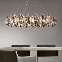 Luminaire suspendu Zeal Lighting Décoration Hôtel Led Rectangulaire Moderne Cristal K9 Gris Lustre
