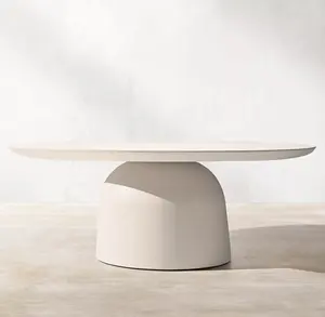 Conjunto de mesa de jantar e cadeira, conjunto clássico de vime trançado à mão móveis de jardim arredondado mármore