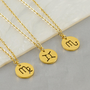 EManco Collana con Ciondolo Minimalista in Acciaio Inossidabile Placcato Oro con 12 Segni Zodiacali per Donne <span class=keywords><strong>Ariete</strong></span> Leone <span class=keywords><strong>Gioielli</strong></span> Zodiacali 48 Ore - Product Image 5