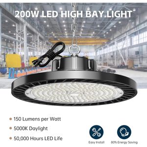 Luckitec UFO 100-200W สำหรับไฟไฮเบย์ LED แพ็ค6ชิ้นพร้อม IP65ปลั๊ก5000K CCT สำหรับโกดังสินค้า - Product Image 6
