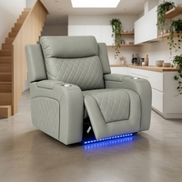 Canapé inclinable électrique 3 places Frank Luxury Power avec porte-gobelets et table rabattable pour home cinéma et salon