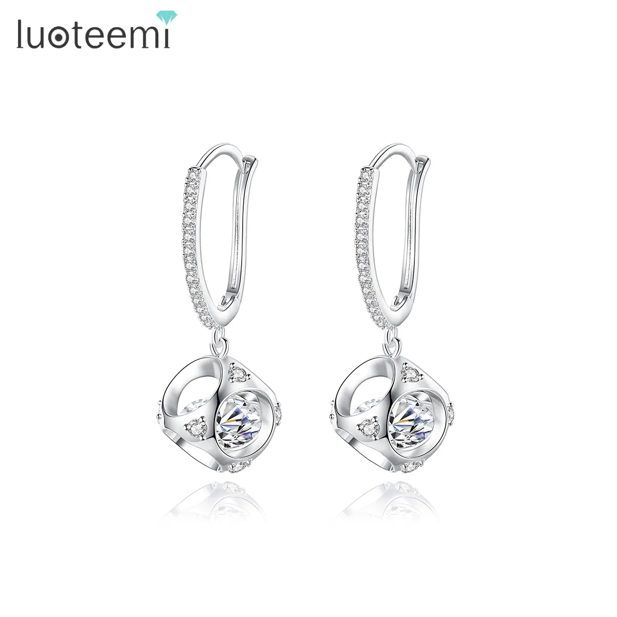 LUOTEEMI Fairy Earring Diamond Hoop Modern Bling Jewelry Dangle Handmade Popular Cute Earing For Girl