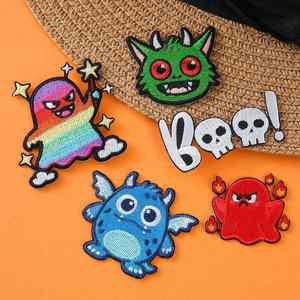 Patch brodé thermocollant/de type autocollant, motif fantôme de dessin animé d'Halloween, pour coques de téléphone festives et décoration de ruban - Product Image 3