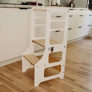 Modern Durable Foldable <b>Kitchen</b> Tower <b>Montessori</b> Learning Stool with Slide Bed-Type <b>Helper</b> Made of Wood - Product Image 6