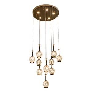 Lustre LED Monumental Moderne Noir et Or en Albâtre, <span class=keywords><strong>Luminaire</strong></span> <span class=keywords><strong>Suspendu</strong></span> en Grappe Effet Boule de Neige pour Plafond Haut, Escalier, Hall d'Entrée - Product Image 1