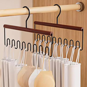 U-förmiger Haken Metall Holz Design Metall Kleiderbügel Unterwäsche Weste Kleiderbügel spart Platz und verhindert Rutschen - Product Image 1