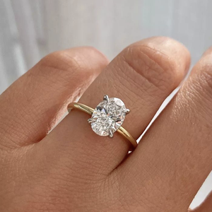 Bague de fiançailles en <span class=keywords><strong>or</strong></span> blanc/<span class=keywords><strong>jaune</strong></span>/rose massif 14 carats avec <span class=keywords><strong>diamant</strong></span> moissanite ovale de 8x10 mm 3 carats - Product Image 1