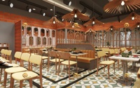 Design d'intérieur de restaurant nordique, ensemble de meubles de café minimaliste, ensemble de table et de chaises sur mesure pour restaurant